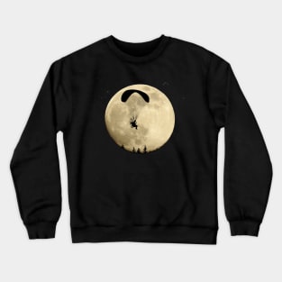 Paragliding Paramotor Powered under a full moon Crewneck Sweatshirt